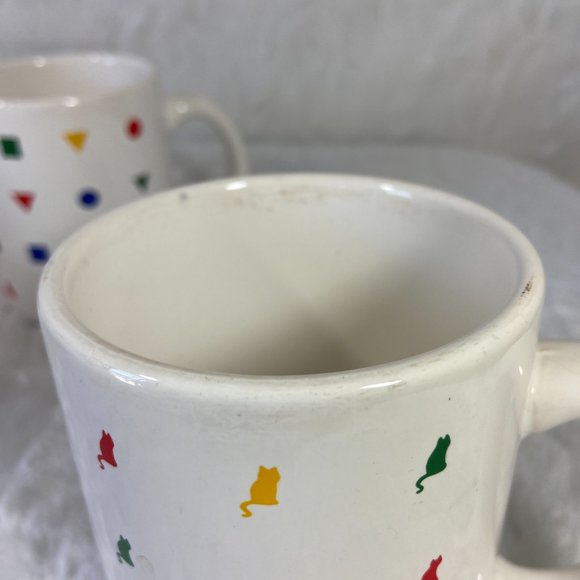 Set of 4 Geometric shape all over print mugs Brazil Star Moon Cats Geo Shapes - Picture 3 of 15